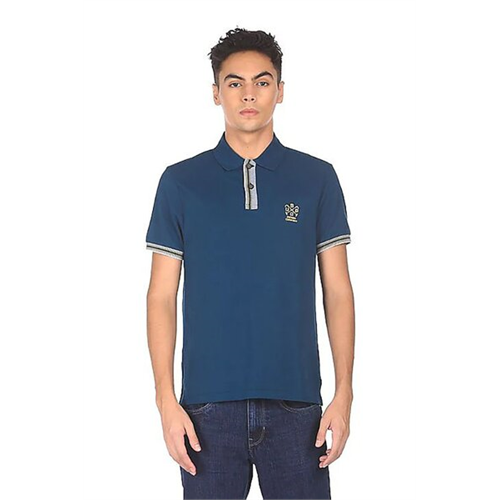US Polo Navy Ribbed Solid Polo Shirt