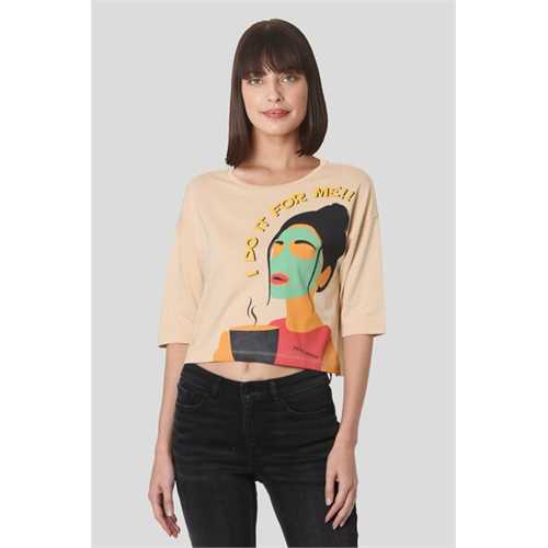 Vero Moda Brown Graphic Crop T-Shirt