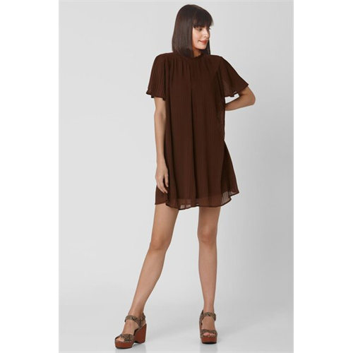 Vero Moda Brown Pleated Dress