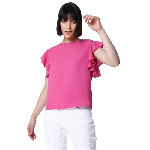 Vero Moda Elisia Solid Color Ruffle Sleeve Top