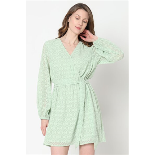 Vero Moda Green Mock Wrap Dress