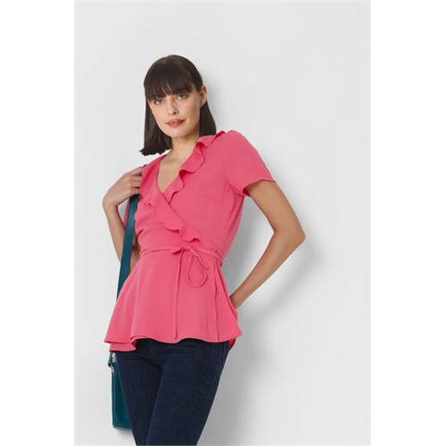 Vero Moda Pink Short Sleeves Wrap Top