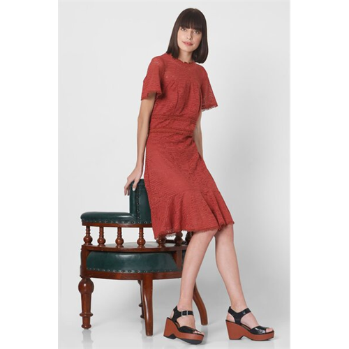 Vero Moda Rust Lace Dress