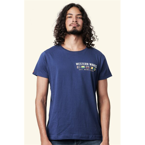 Wyos Navy Blue Side Printed Crew Neck Tshirt