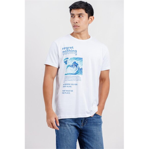 Wyos White Printed Short Sleeve Tshirt