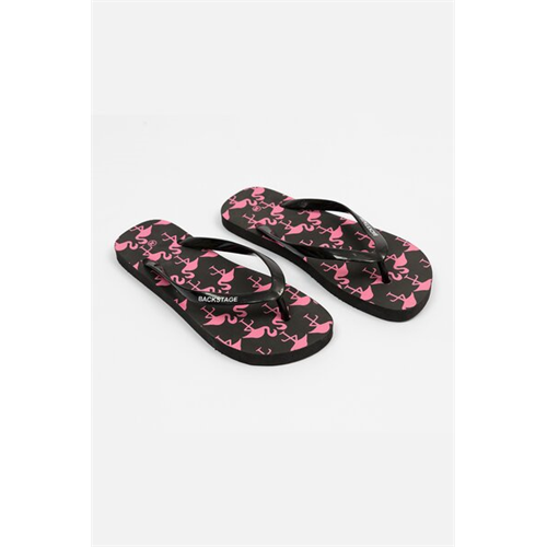 Backstage Black Flemingo Printed Slippers