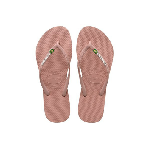 Havaianas Women's Pink Slim Brazil Plain Slippers