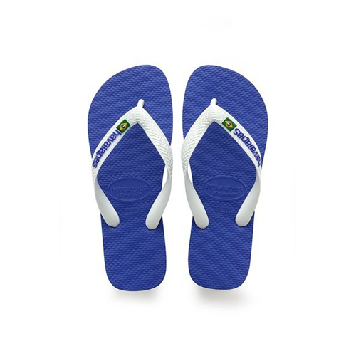 Havaianas Men's Marine Blue Brasil Logo Plain Slippers