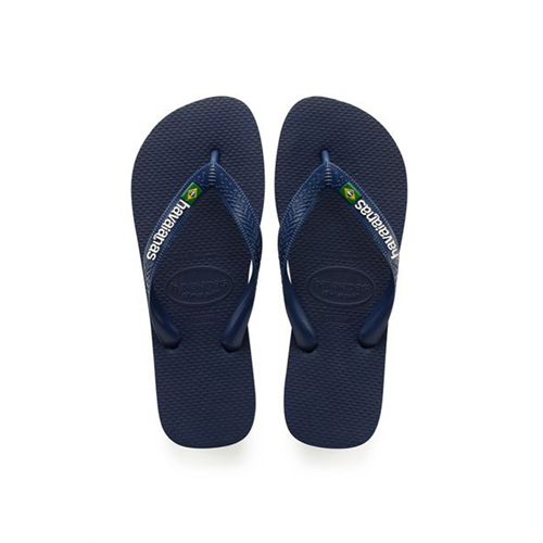 Havaianas Men's Navy Blue Brasil Logo Plain Slippers