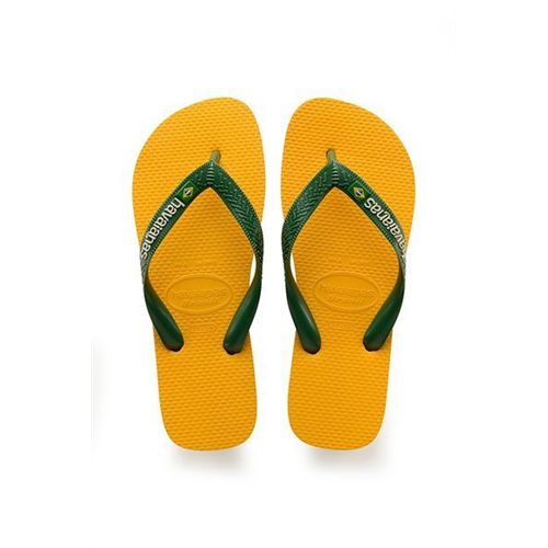 Havaianas Men's Yellow Brasil Logo Plain Slippers