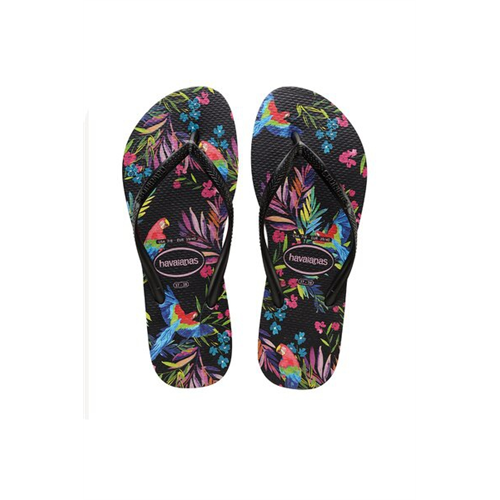 Havaianas Women's Black Sandalias Sl Tropical Floral Slippers