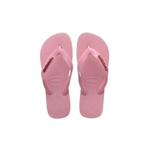 Havaianas Women's Pink Sandalias Top Logo Metallic FC Slippers