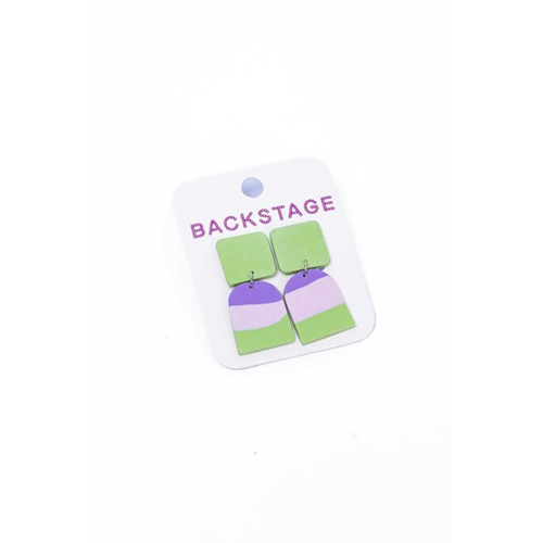 Backstage Polymer Clay Light Purple & Green Arch Earring