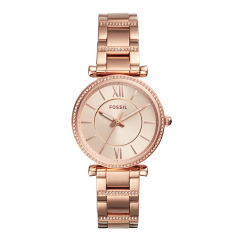 Carlie Three-Hand Rose Gold-Tone Stainless Steel Watch