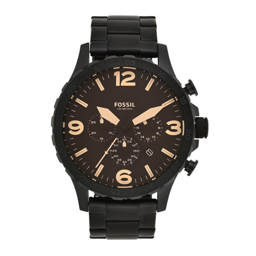 Fossil Nate Chronograph Black Stainless Steel Watch