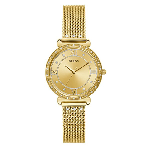 Guess Women Stainless Steel Mesh Gold Tone Watch 34