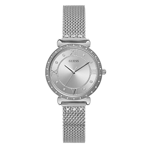 Guess Women Stainless Steel Mesh Silver Tone Watch 34
