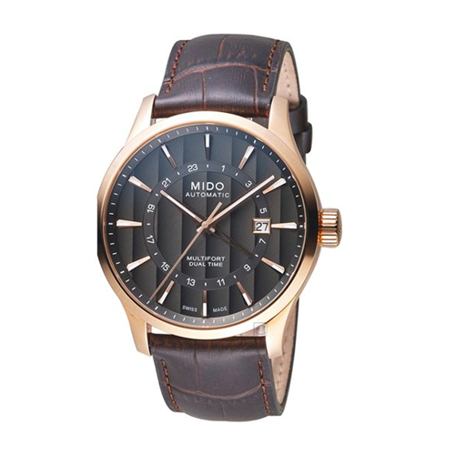 Mido Multifort Gmt Leather Watch