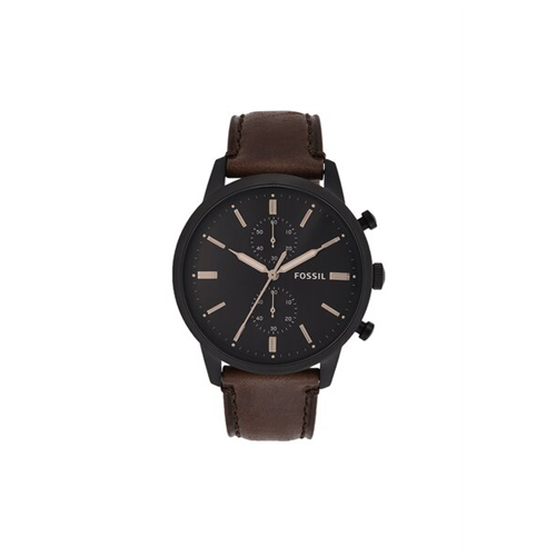 Townsman 44 Mm Chronograph Brown Leather Watch