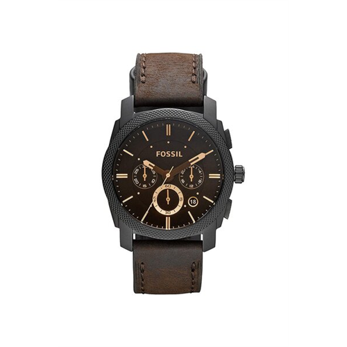 Fossil Machine Black Leather Watch