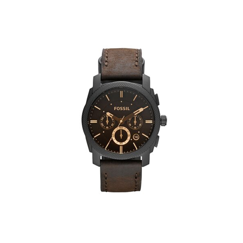 Fossil Machine Black Leather Watch