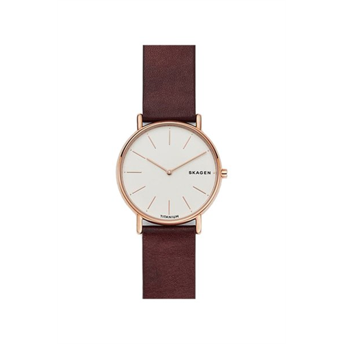 Skagen Signatur Slim Red Leather Watch