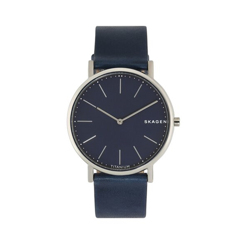 Skagen Signatur Slim Titanium and Blue Leather Watch