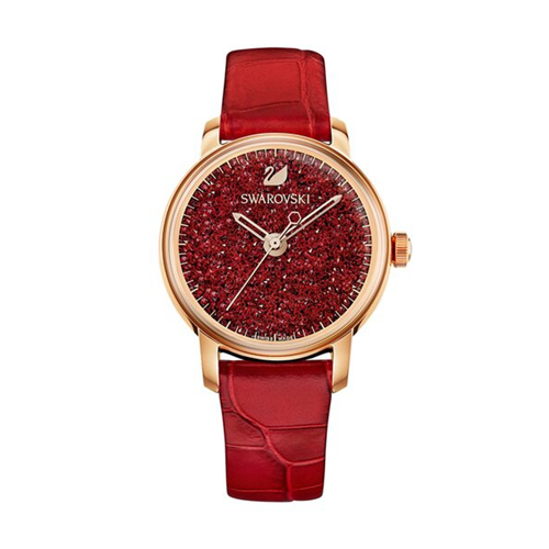 Swarovski Crystalline Hours Watch, Leather Strap, Red, Rose Gold Tone