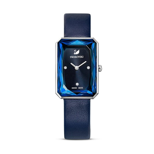 Swarovski Uptown Watch, Leather Strap, Blue, Stainless Steel