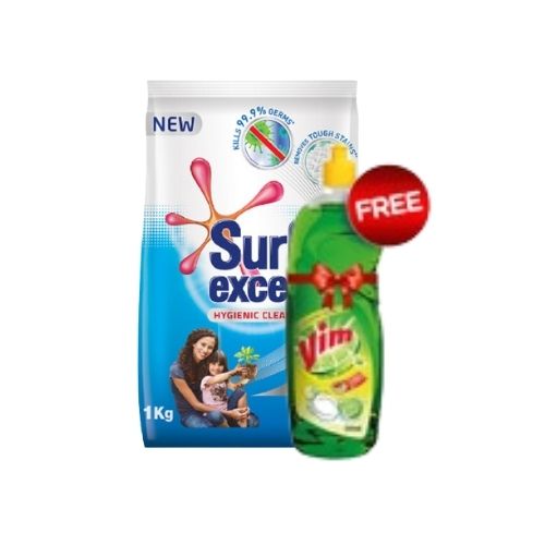 Surf Excel Hygiene Clean 1Kg+Free Vim Liq 450Ml