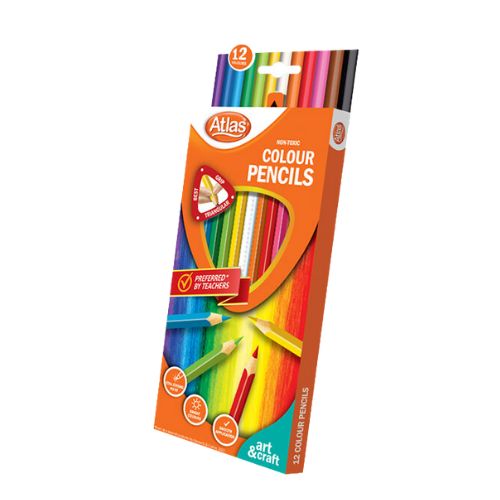 Atlas Non Toxic Colour Pencils 12 Shades