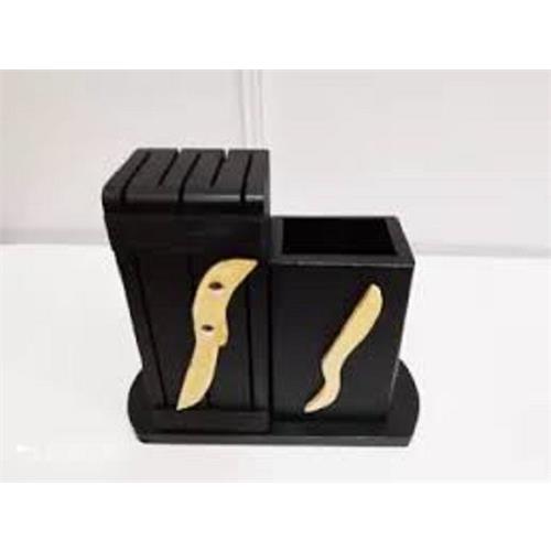 Wood Knife Holder Block Scissor Slot Storage Rack Wooden Kitchen Organizer Tool