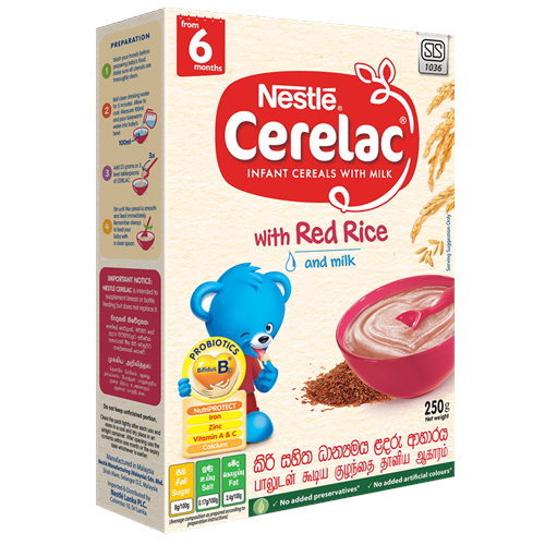 Nestle CERELAC Infant Cereal with Milk with Red Rice 0026 Milk from 6 months, 225g Bag in Box Pack