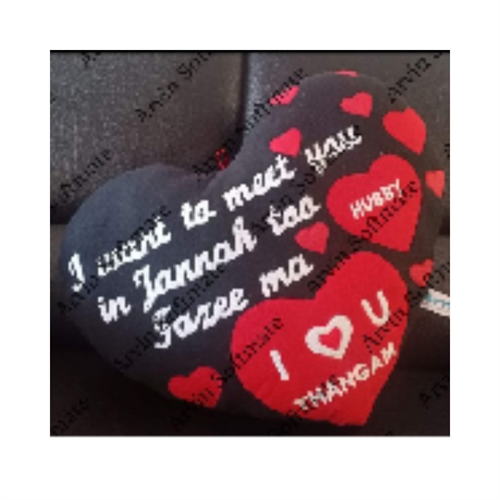 Customized Hearts in Heart Pillows with five words.