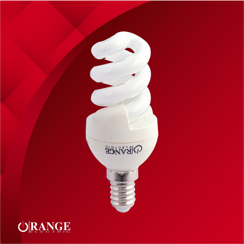 Orange Compact Fluorescent Light Bulb 7W CFL Spiral Type - Small Edison Screw E14 Daylight 6500K