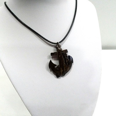 Coconut shell anchor pendant 0026 necklace
