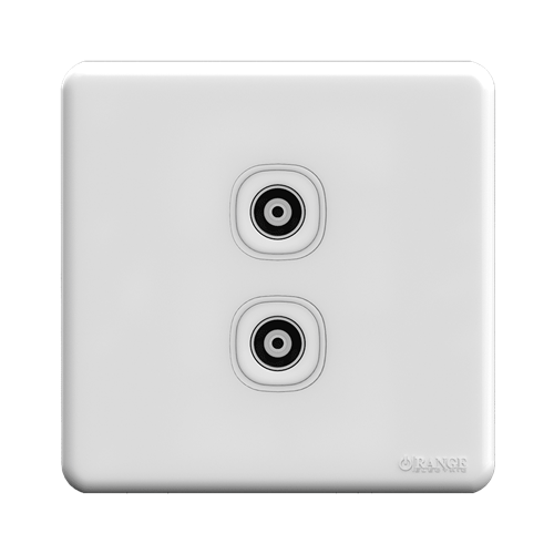 Orange Enigma Classic White 2Gang TV Co-Axial Outlet (750hm)