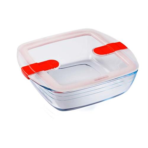 SQUARE DISH WITH PLASTIC LID WTIH 2 STEAM VALVES - 2,2L - 212CH