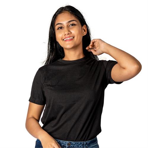 Women's Cozy Crew Neck T - Black-Extra Small