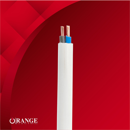 Orange 16/0.20mm Cu/PVC/PVC - 2 Core Flexible (0.5mm2) - White 50m