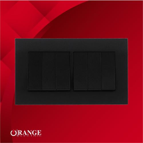 Orange Akoya 16A 2Way 6Gang Black Matte Switch