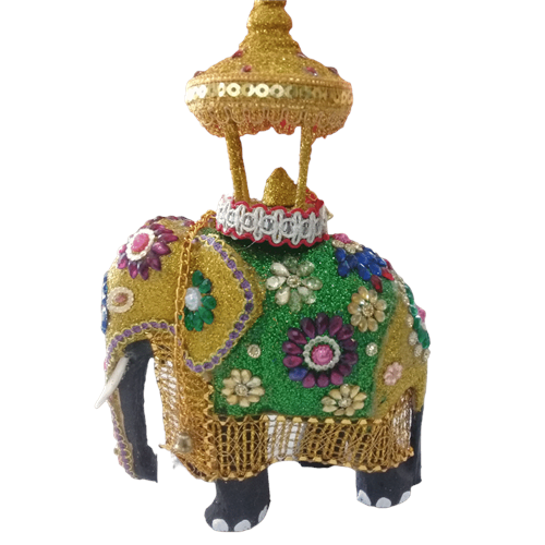 Decorated Wooden with casket elephant - Small 0026 Large