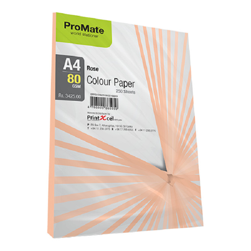 COLOUR PAPER ROSE 80 GSM 250 SHEETS PACKPM000207