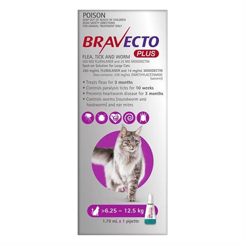 Bravecto Plus 500mg (6.25-12.5Kg) For Cats