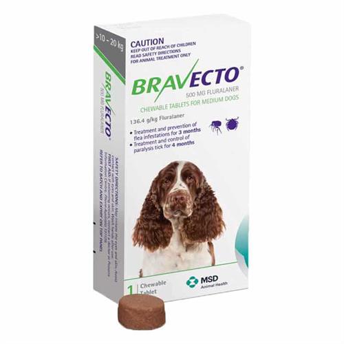 Bravecto 500mg (10KG 20KG) For Dogs