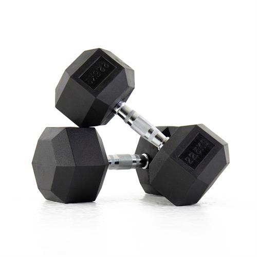 Rubber Hex Dumbbells - 22.5kg Pair