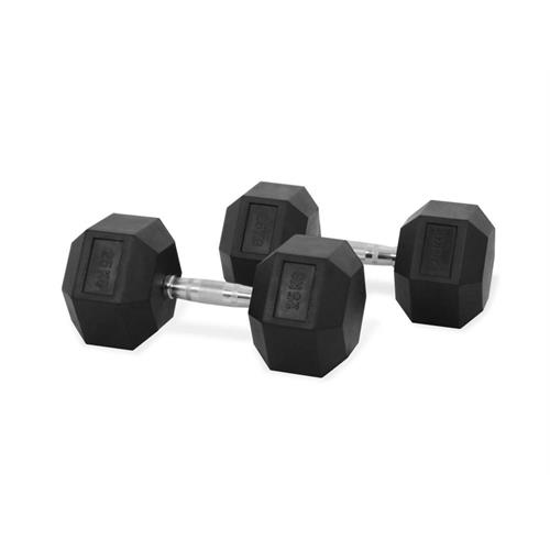 Rubber Hex Dumbbells - 25kg Pair