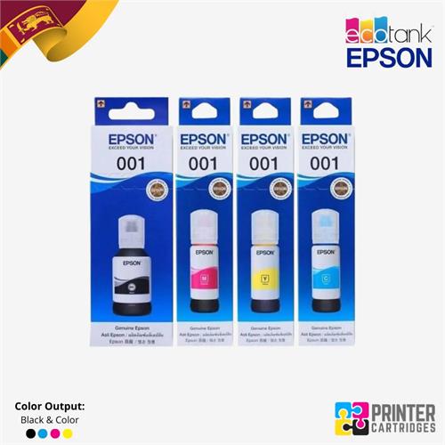 Epson 001 Black, Cyan, Magenta, Yellow Ink Bottles Genuine Ink