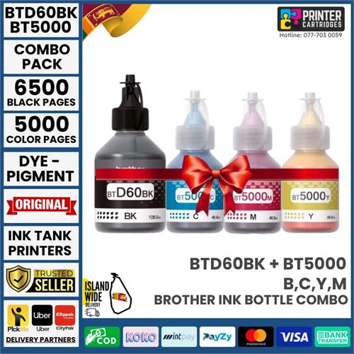 Brother BTD60BK & BT5000 High Yield Ink Bottles Combo Pack