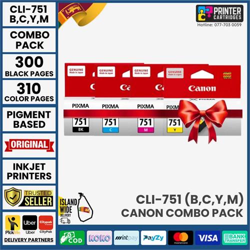Canon CLI 751 CLI751 CLI-751 Black & (C, M, Y) Ink Cartridges